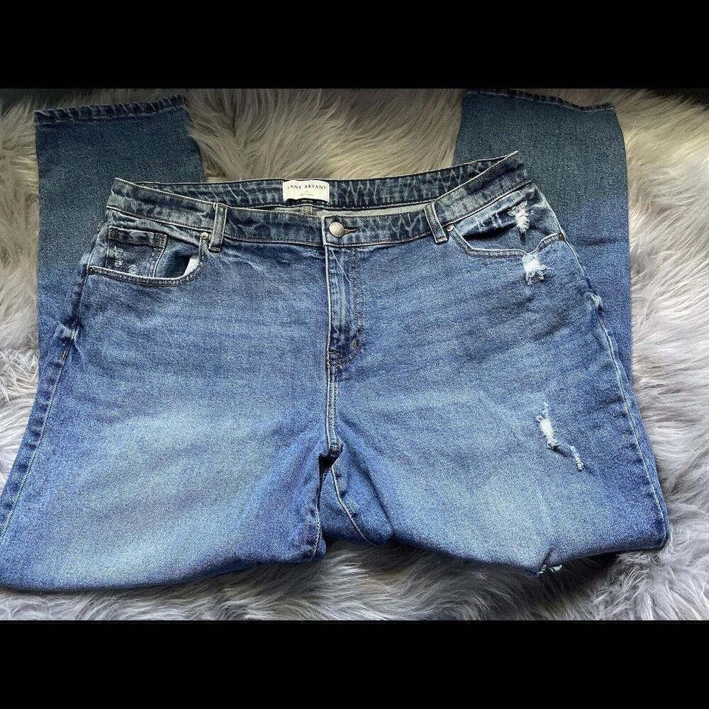 LANE BRYANT Sz 16 Sig Fit Flex Magic Waistband Mid-Rise Boyfriend Distressed